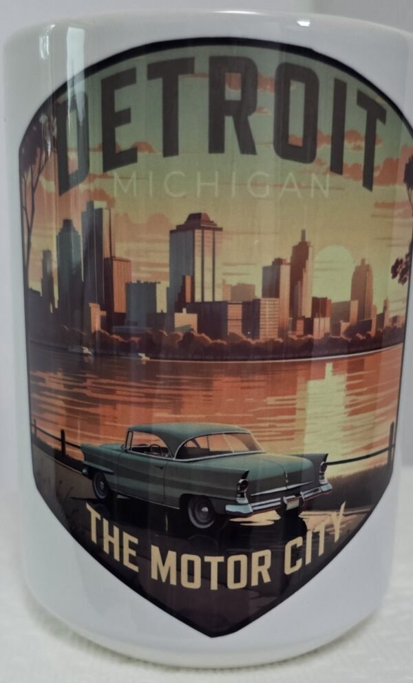 15 Oz Sublimated Coffee Cup - Detroit - Image 2